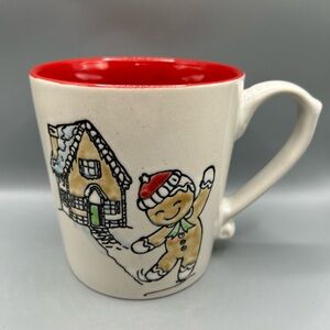 Eli + Ana Watercolor Gingerbread Man And Gingerbread House Christmas Mug NEW